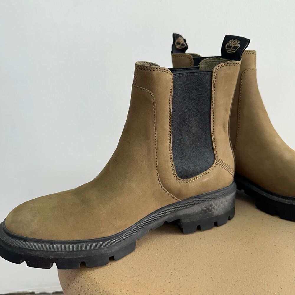 Timberland Women’s Cortina Valley Chelsea Boots In Olive Nubuck Leather - Picture 7 of 13